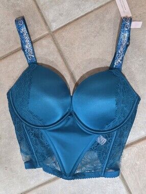 Victoria's Secret Bombshell Lace-Trim Push-Up Bra with Rhinestone Straps